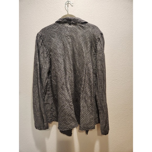 FLAX 100% Linen Open Front Jacket Cardigan Gray Textured Size M Lithuania - Picture 2 of 9